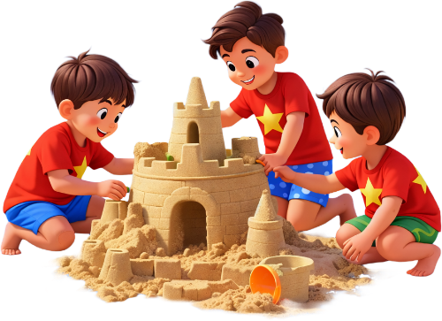 Cậu bé, xây lâu đài cát
