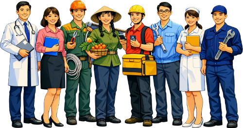 Người lao động, vui vẻ