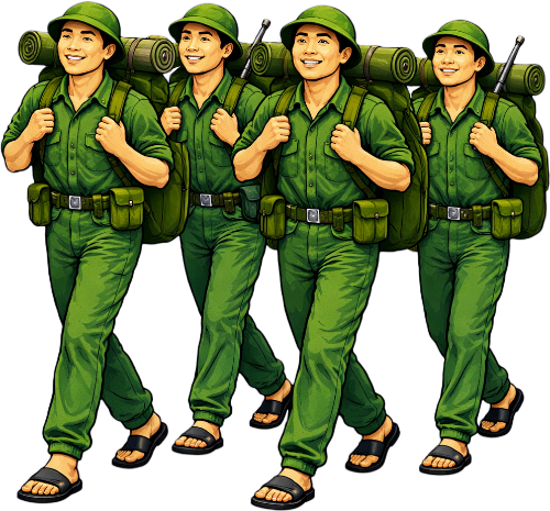 Chiến sĩ, vui vẻ