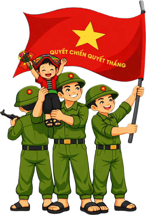 Chiến sĩ, em bé, vui vẻ
