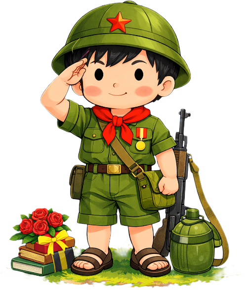 Cậu bé, đứng nghiêm
