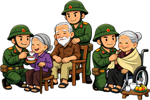 Chiến sĩ, chăm sóc người già