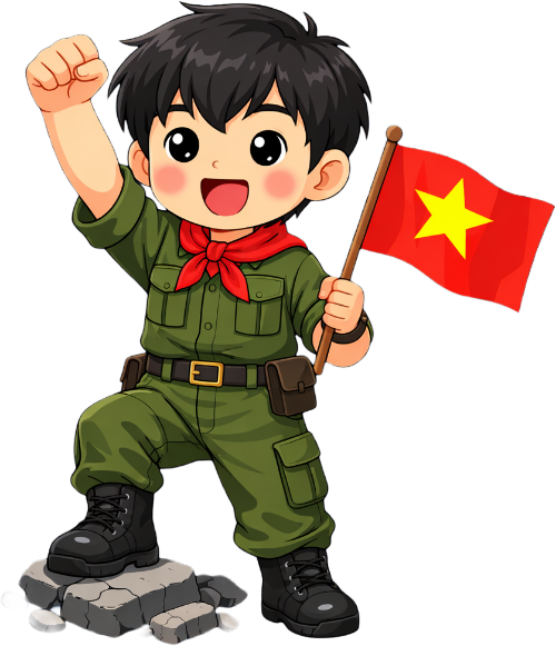 Cậu bé, cầm cờ