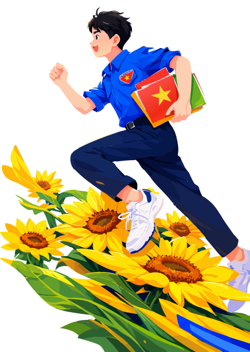 Chàng trai , đoàn, hoa hướng dương