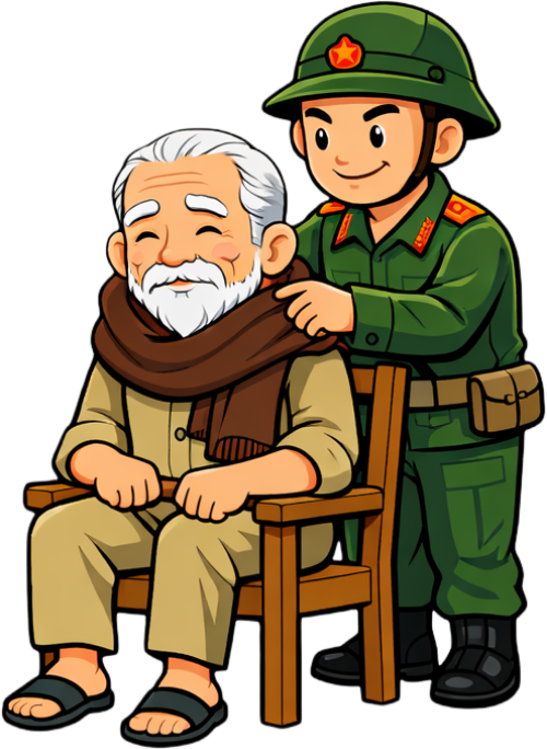 Chiến sĩ, chăm sóc người già 2
