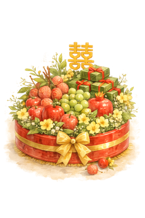 Hoa quả, tráp cưới