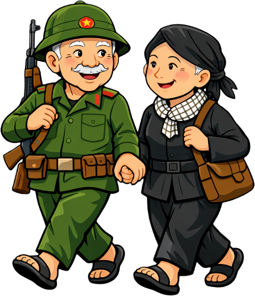 Ông cụ, bà cụ, cựu binh, vui vẻ