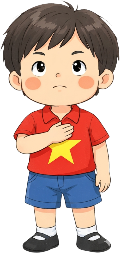 Cậu bé, đứng nghiêm