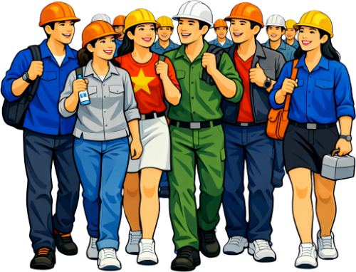 Công nhân, vui vẻ