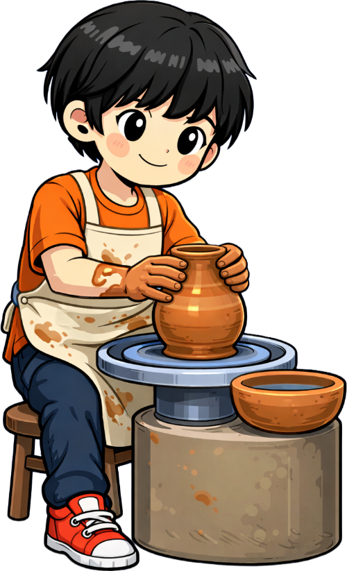 Cậu bé, làm gốm
