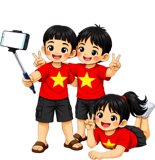 Cậu bé, cô bé, chụp ảnh tự sướng
