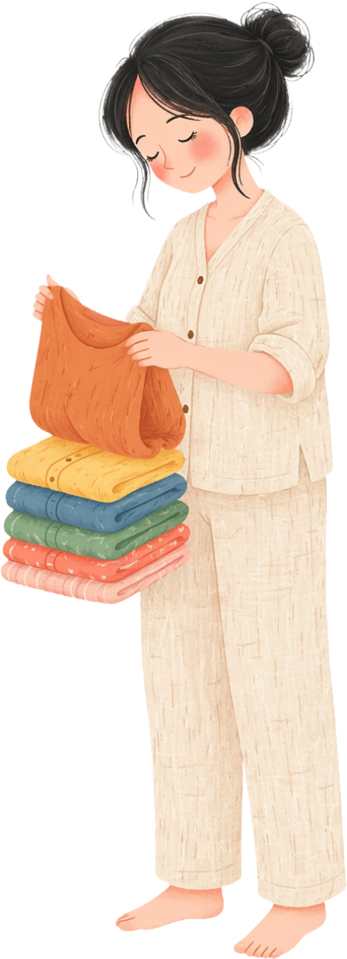 Mẹ, xếp quần áo
