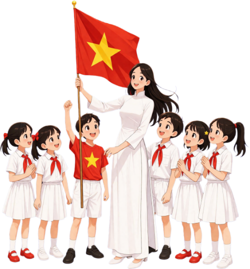 Cô giáo, học sinh, vui vẻ