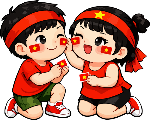 Cậu bé, cô bé, dán sticker
