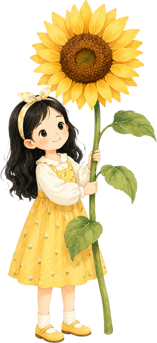 Bé gái, hoa hướng dương