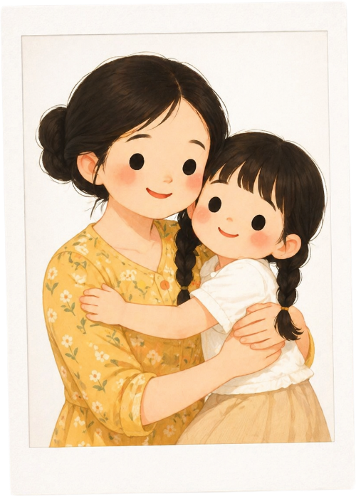 Mẹ, em bé, tấm ảnh
