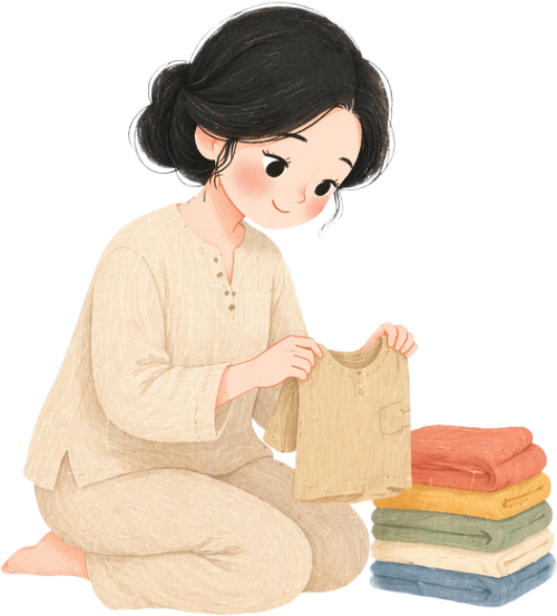 Mẹ, xếp quần áo