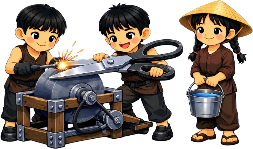 Cậu bé, cô bé, gia công