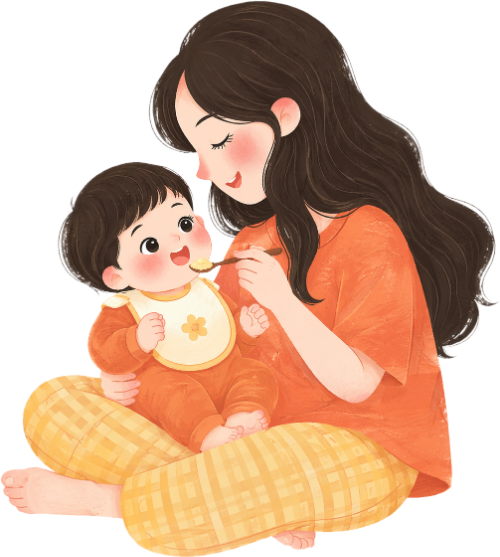 Mẹ, em bé, cho bé ăn