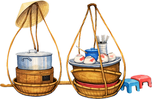 Đòn gánh, gánh hàng rong