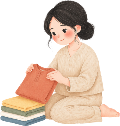 Mẹ, xếp quần áo
