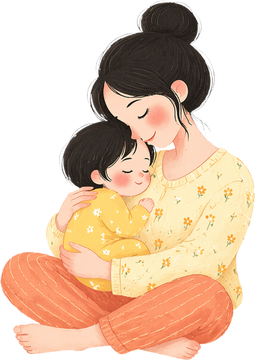 Mẹ, em bé, ru ngủ