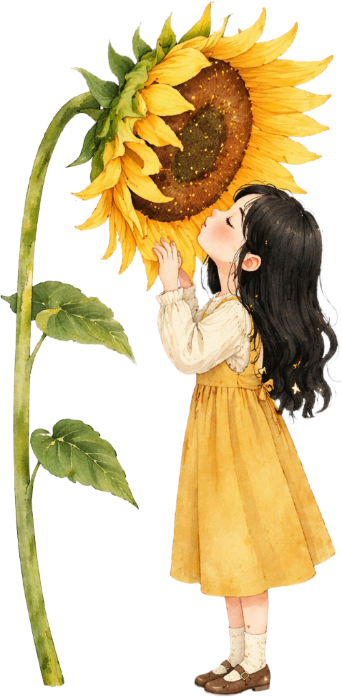 Bé gái, hoa hướng dương