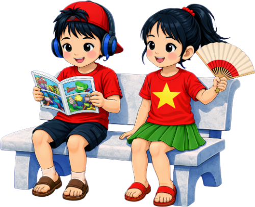 Cậu bé, cô bé, đọc truyện