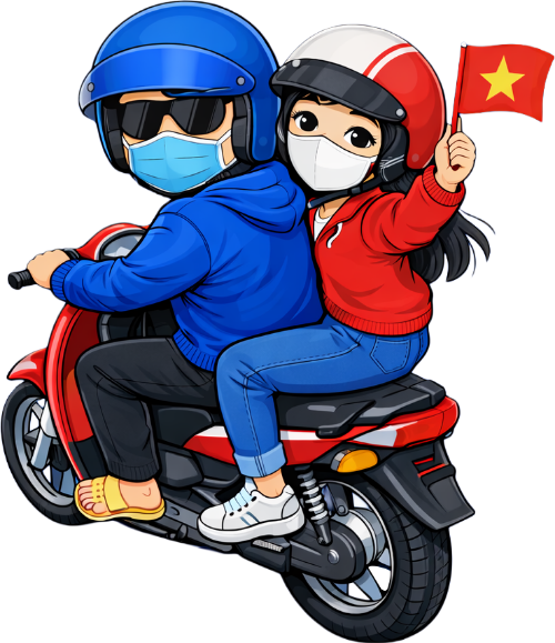 Chàng trai, cô gái, chạy xe