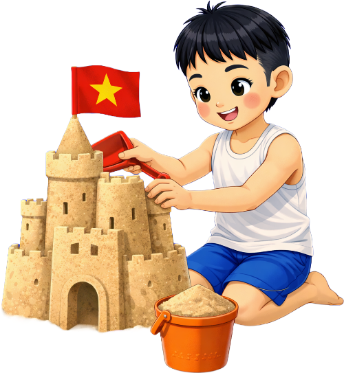Cậu bé, xây lâu đài cát