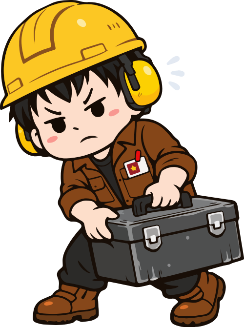 Chàng trai, xách hộp công cụ
