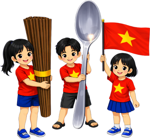Cô bé, cậu bé, dụng cụ ăn uống