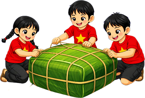 Cô bé, cậu bé, gói bánh