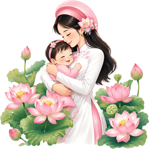 Mẹ, em bé, vui vẻ 1