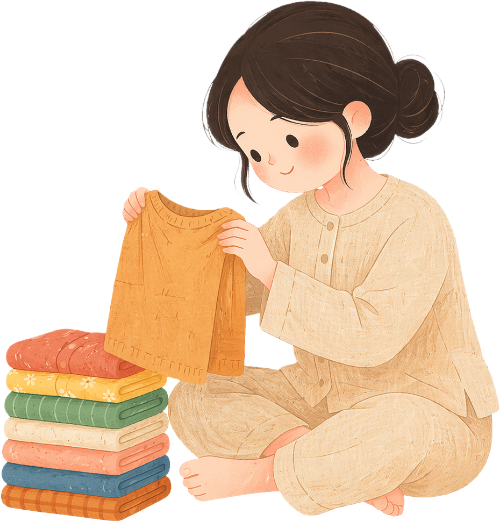 Mẹ, xếp quần áo