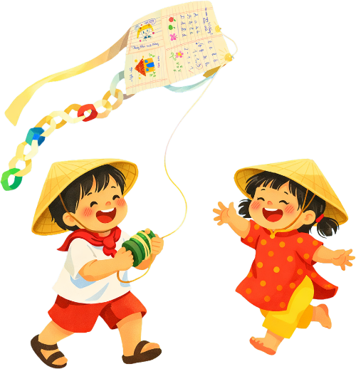 Cậu bé, cô bé, thả diều