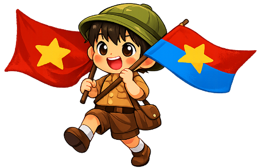 Em bé giao liên, lá cờ Việt Nam