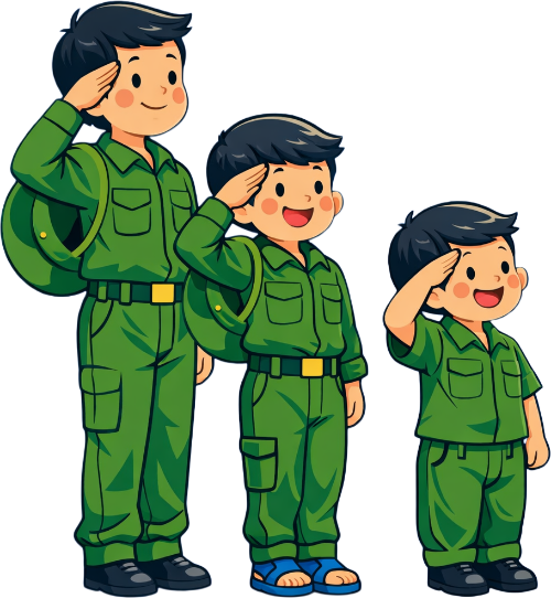 Cậu bé, chào cờ