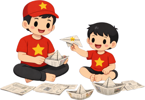 Bố con, gấp máy bay giấy