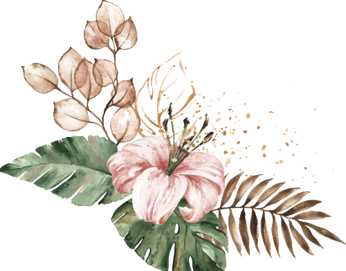 Hoa lá, màu nước 2