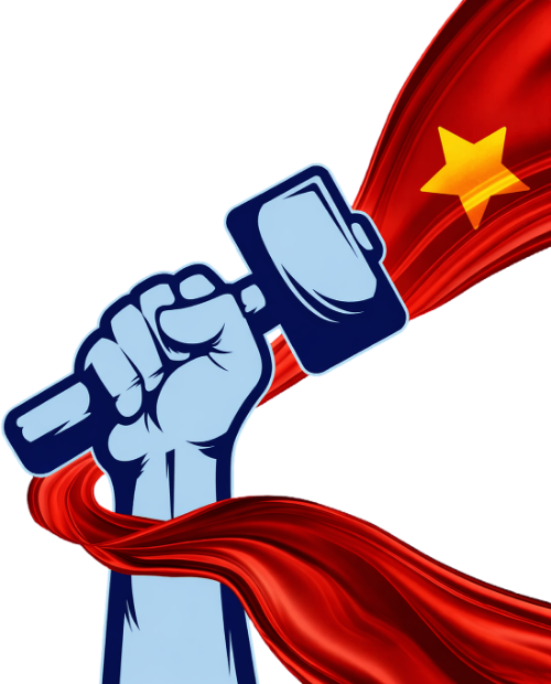 Tay cầm búa, lá cờ