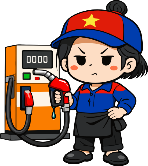 Cô gái, nhân viên đổ xăng