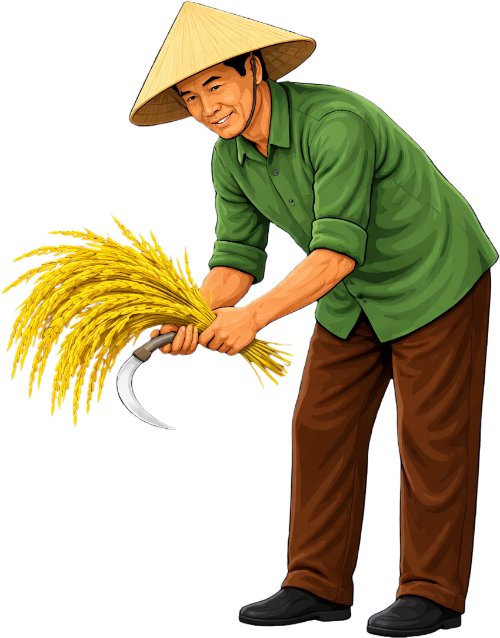 Bác nông dân, gặt lúa 1