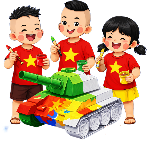 Cô bé, cậu bé, sơn xe