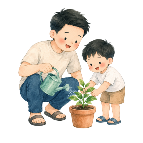 Bố và con, vui vẻ 7