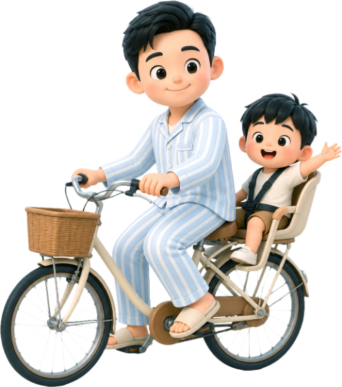 Bố và con, vui vẻ