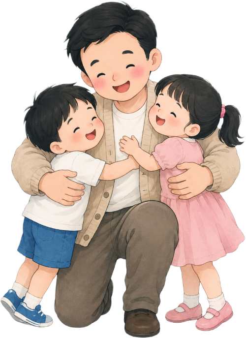 Bố và con, vui vẻ 4