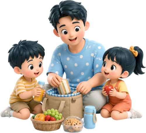 Bố và con, vui vẻ
