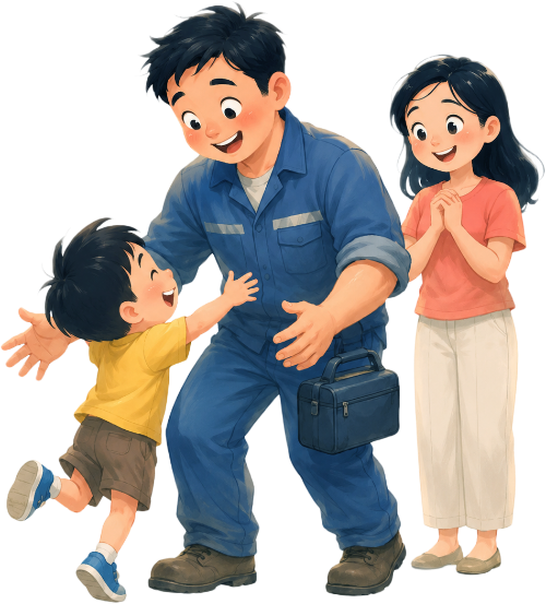 Bố và con, vui vẻ 1