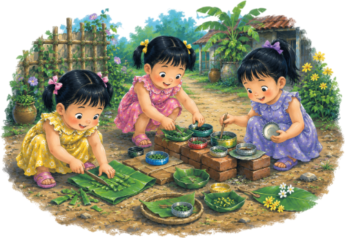 Cô bé, chơi bán hàng